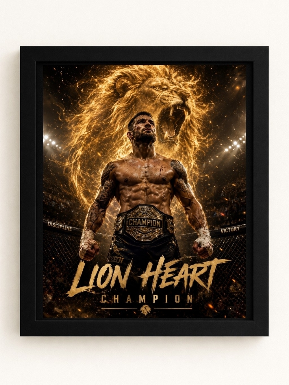 Lion Heart Champion Gold A.I. Art Print 8x10 Frame